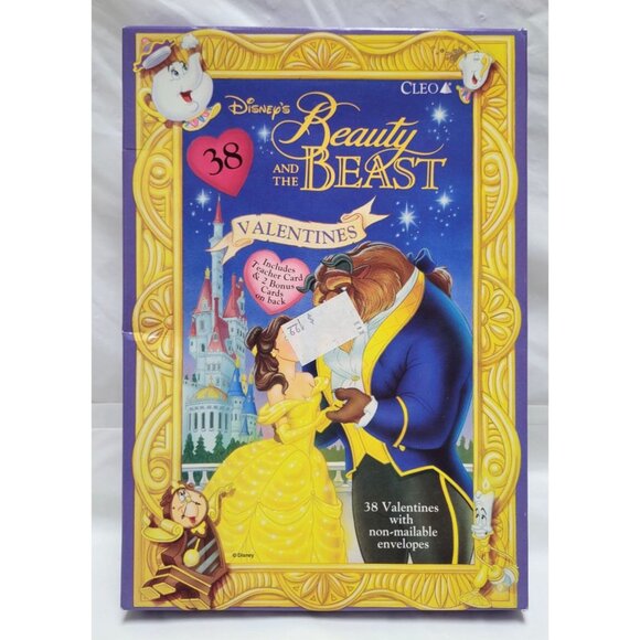 Cleo Vintage Disney Beauty & The Beast 38 Valentines Day Cards & Teacher Card - Picture 1 of 6